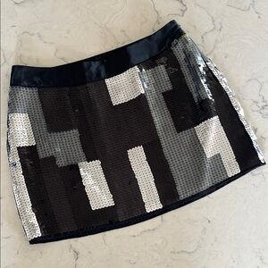 Vintage 90's Express Sequin Mini Skirt - Black and Silver